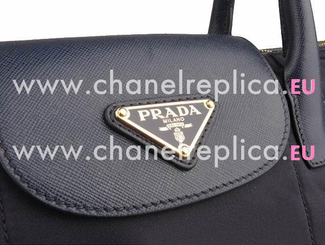 Prada Teaauto Saffiano Classic Triangle Logo Nylon Handle/Shoulder Bag Deep Blue P371033