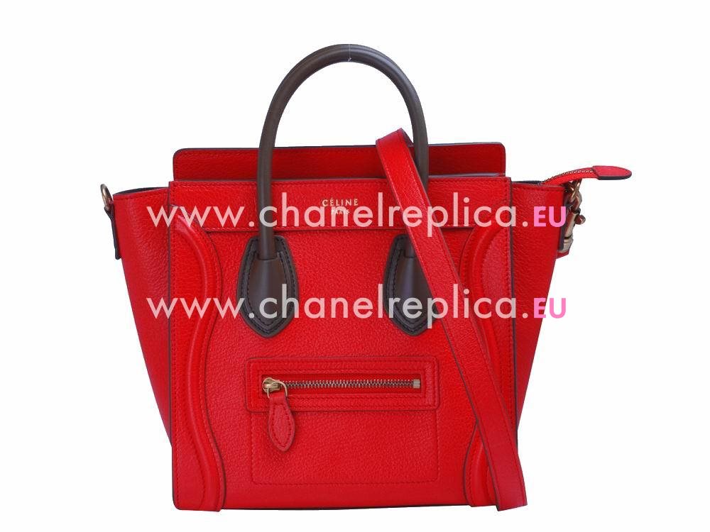 Celine Square Luggage Bubble Calfskin Nano Mini Bag Red/Black CE544544