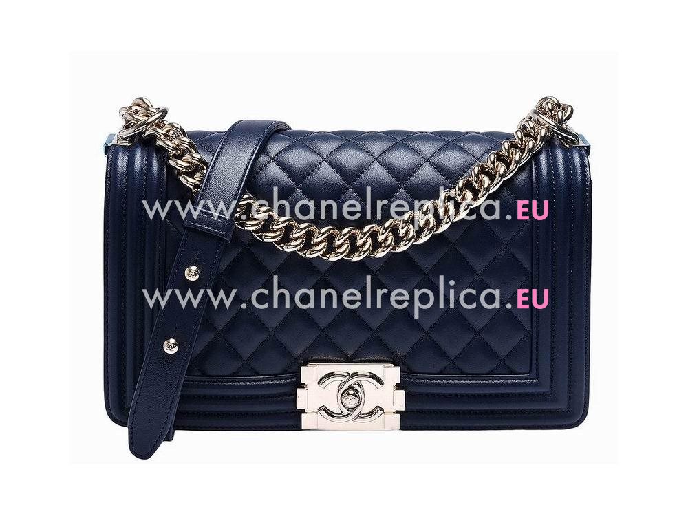 Chanel Lambskin Medium Boy Bag Navy Blue A829118