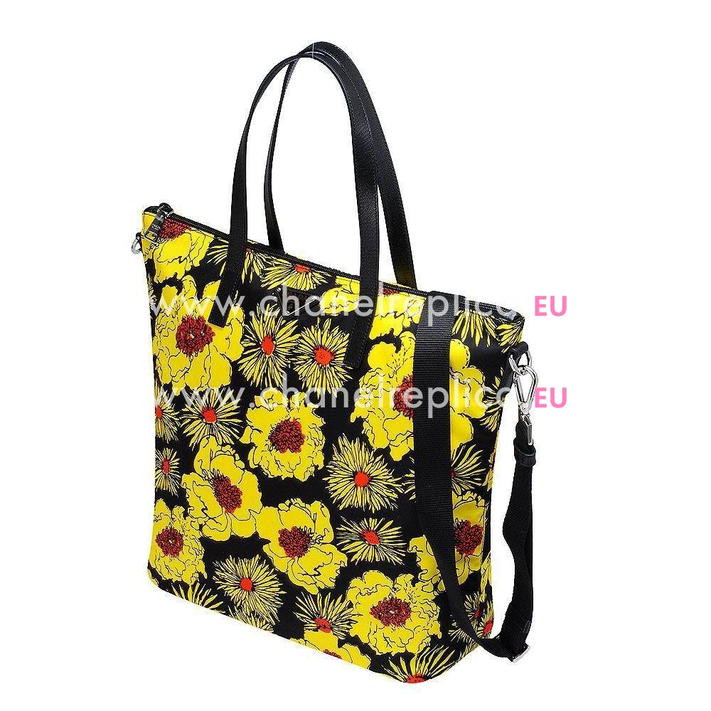 Prada Teaauto Stampat Classic Triangle Logo Flower Handle/Shoulder Bag Yellow PR61018025