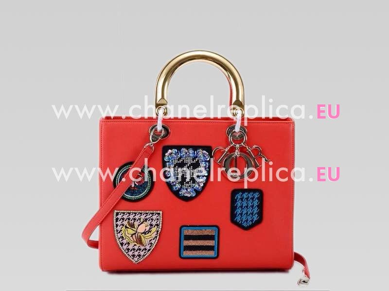 Lady Dior Lambskin With Medals Bag In Red 115041