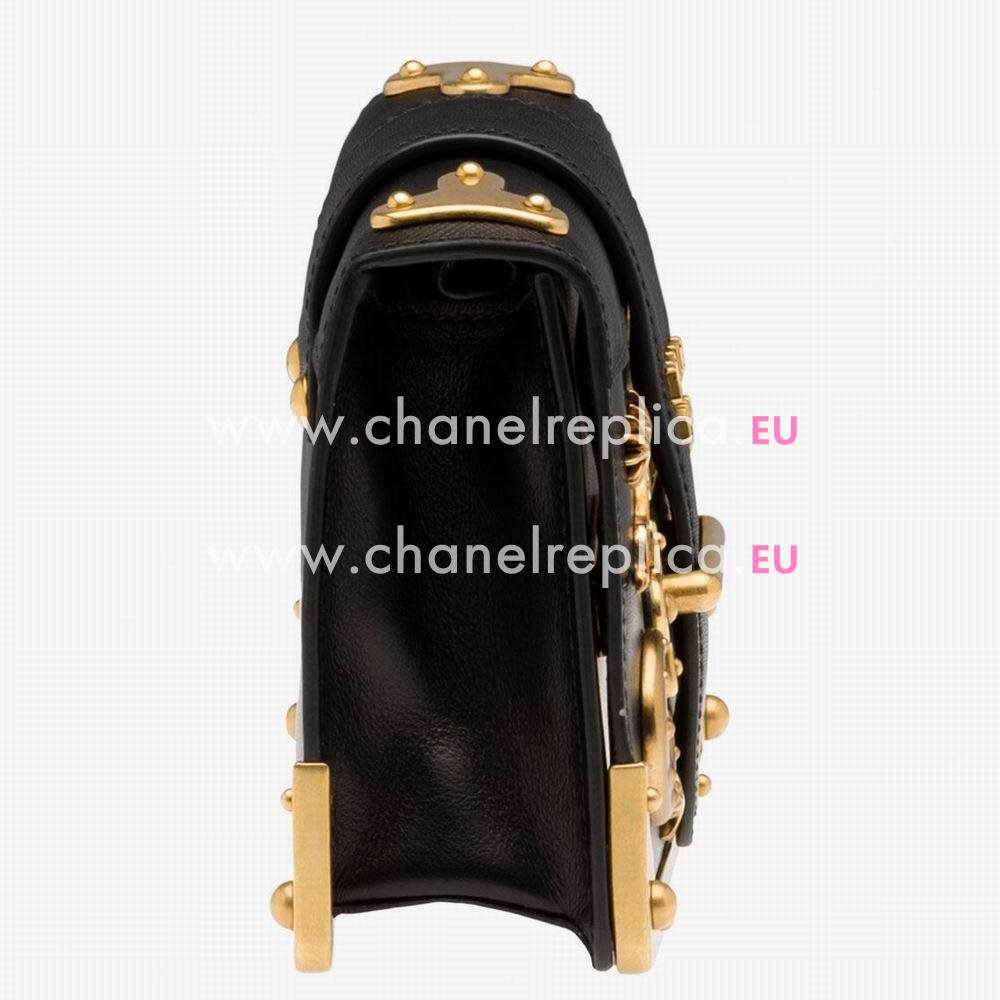 Prada Cahier Calf Leather Bag Black 1BH018_2BB0_F0002
