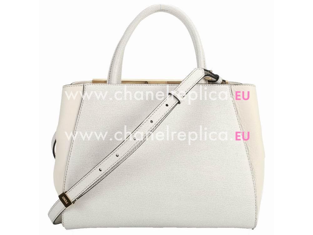 Fendi Petit 2Jours Cowhide Hand/shouldbag White F521775