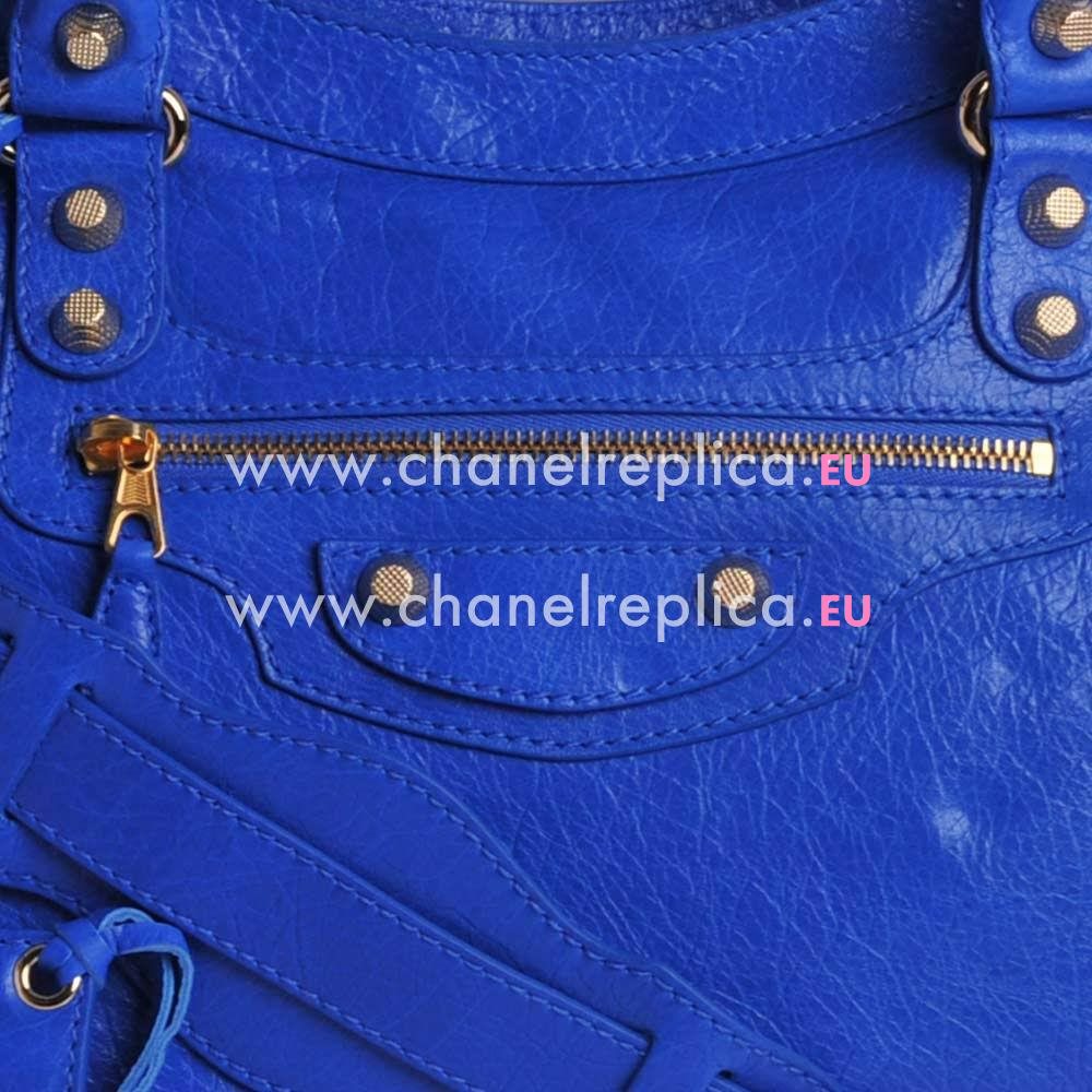 Balenciage City Lambskin Gold hardware Classic Bag Blue B5835466