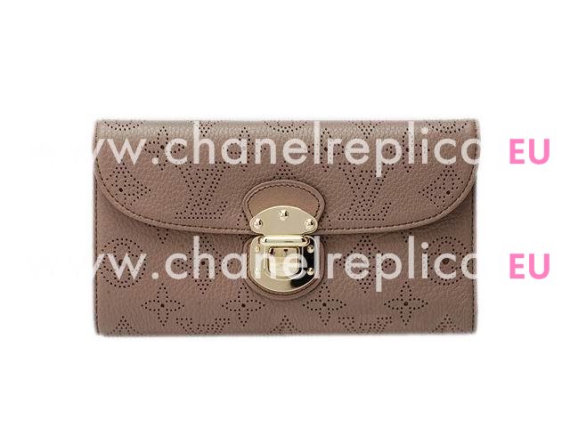 LOUIS VUITTON MAHINA LEATHER AMELIA WALLET IN DEEP POUDRE M58126