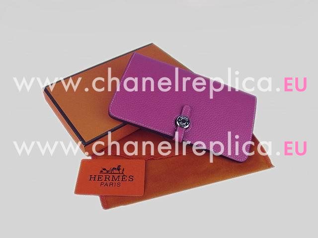 Hermes Dogon Clemence Leather Wallet Purse Peach Red HL001B