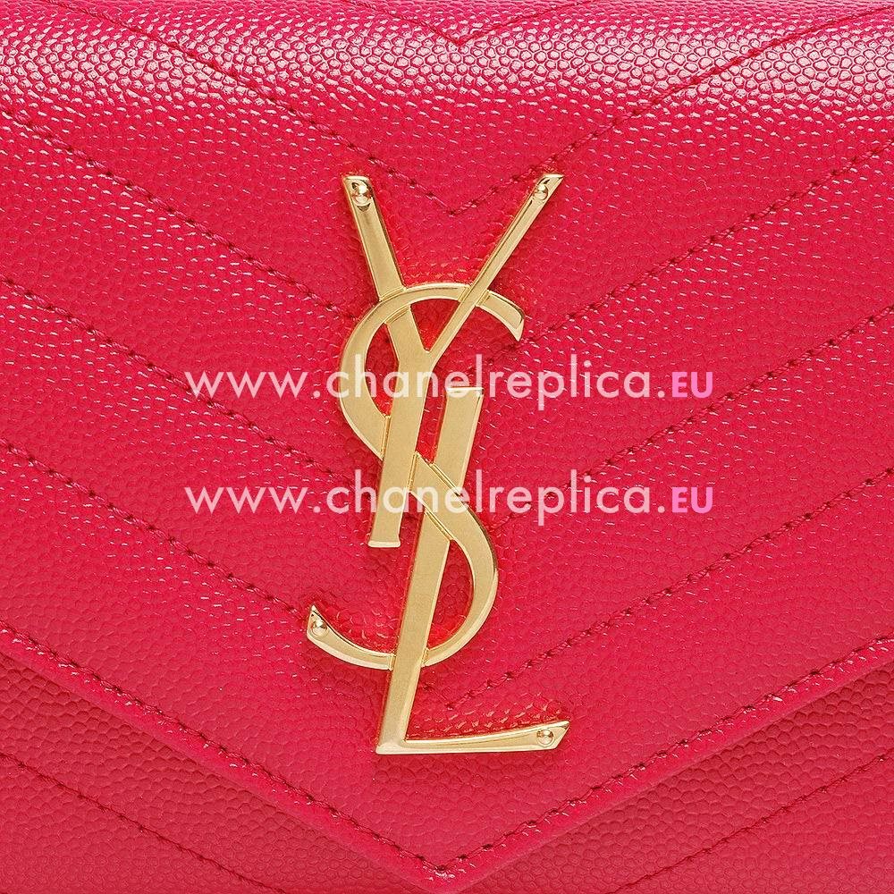 YSL Monogram Caviar CalfskinWallets In Red YSL5754181