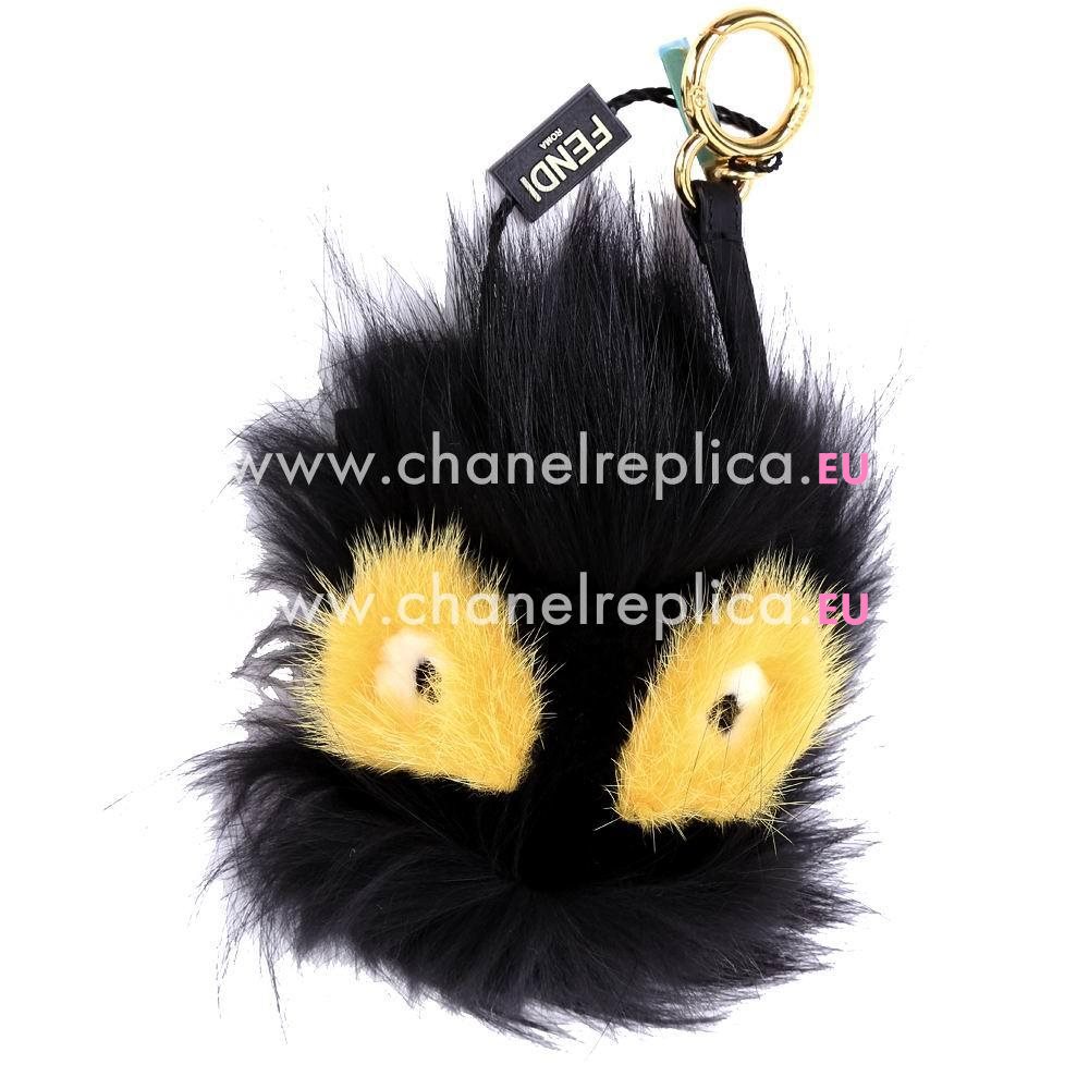 FENDI Grimmy Bag Bugs The Fox Pandent Black/Yellow F6122806