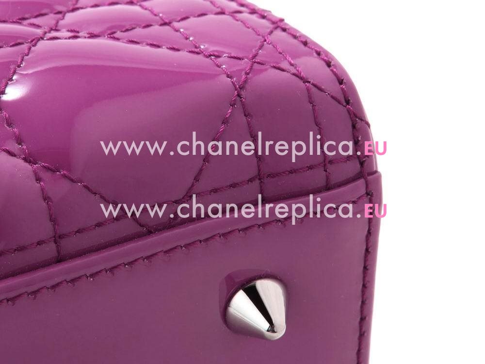 Dior Lady Dior Patent Leather Bag In Purple D2991