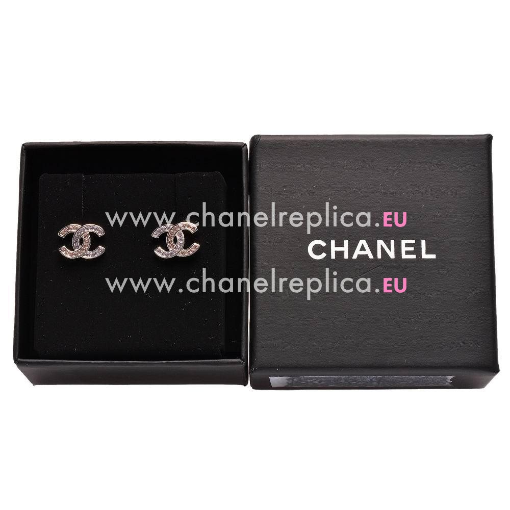 Chanel CC Logo Two-Tone Color Crystal/Metal Earring Pink/Silver FC768374
