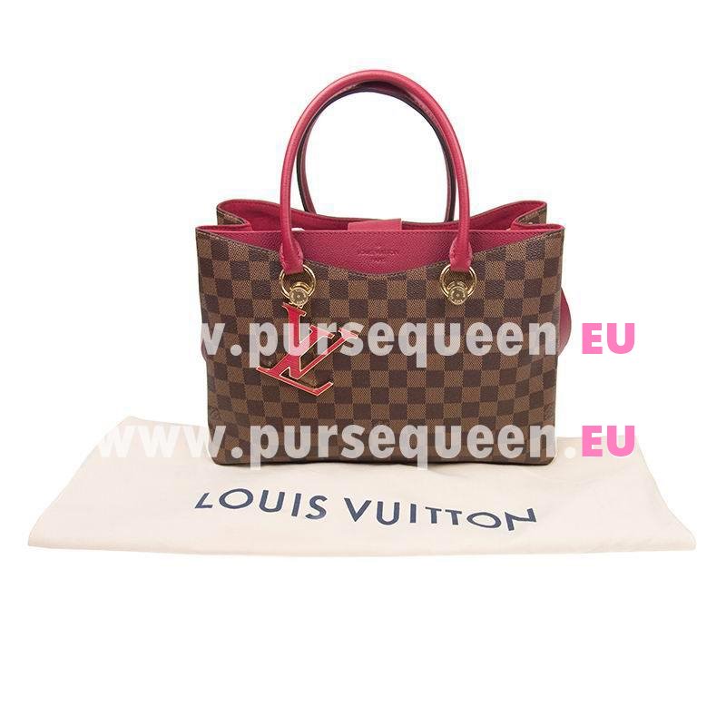 Louis Vuitton Lie De Vin Red Damier Ebene Coated Canvas LV RIVERSIDE Handbag N40052