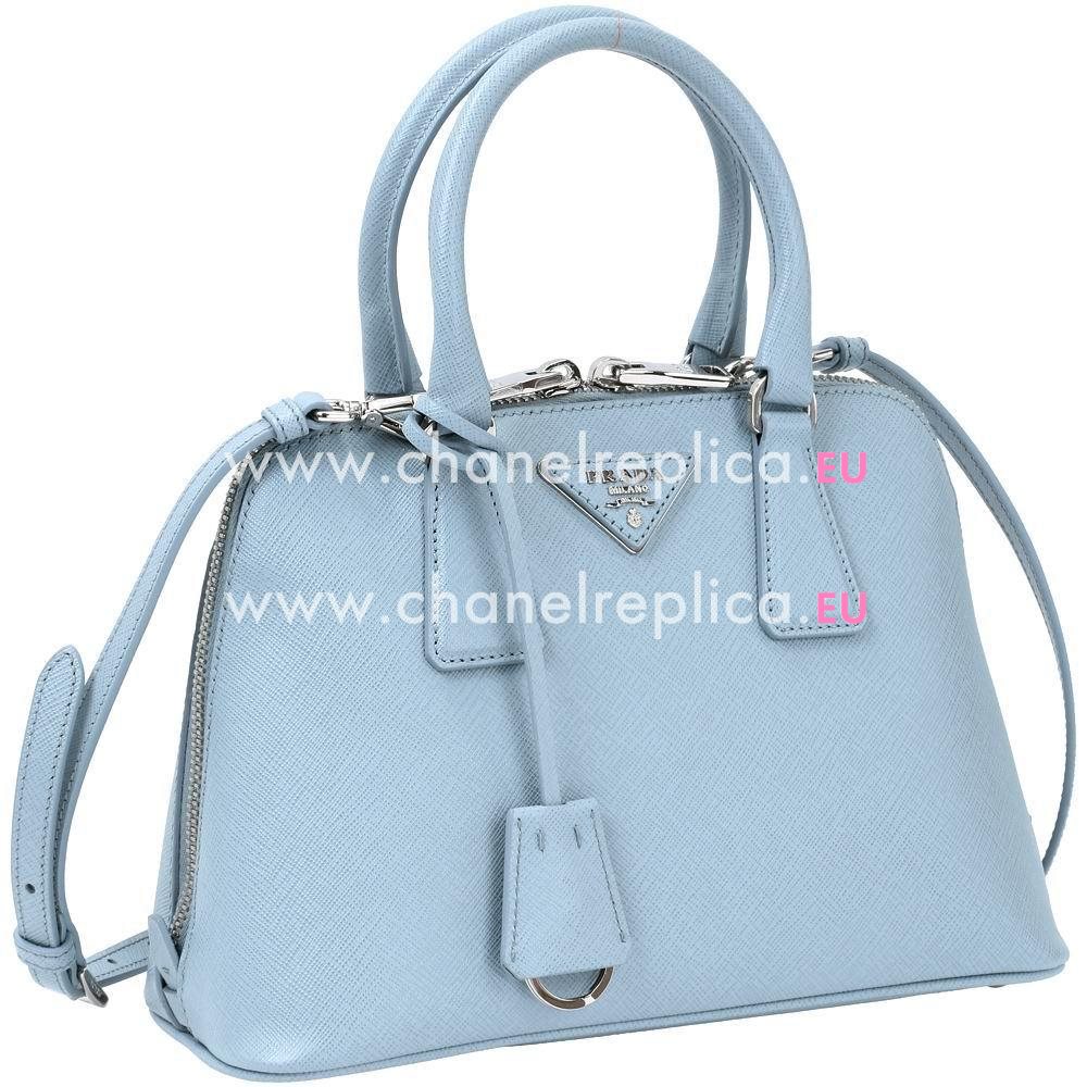 Prada Lux Saffiano Zipper Cowhide Handle/Shoulder Bag Light Blue PR61017002