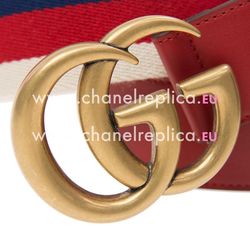 Gucci Red/blue/White Canvas Belt Anti-gold Buckle 409416HE2MT