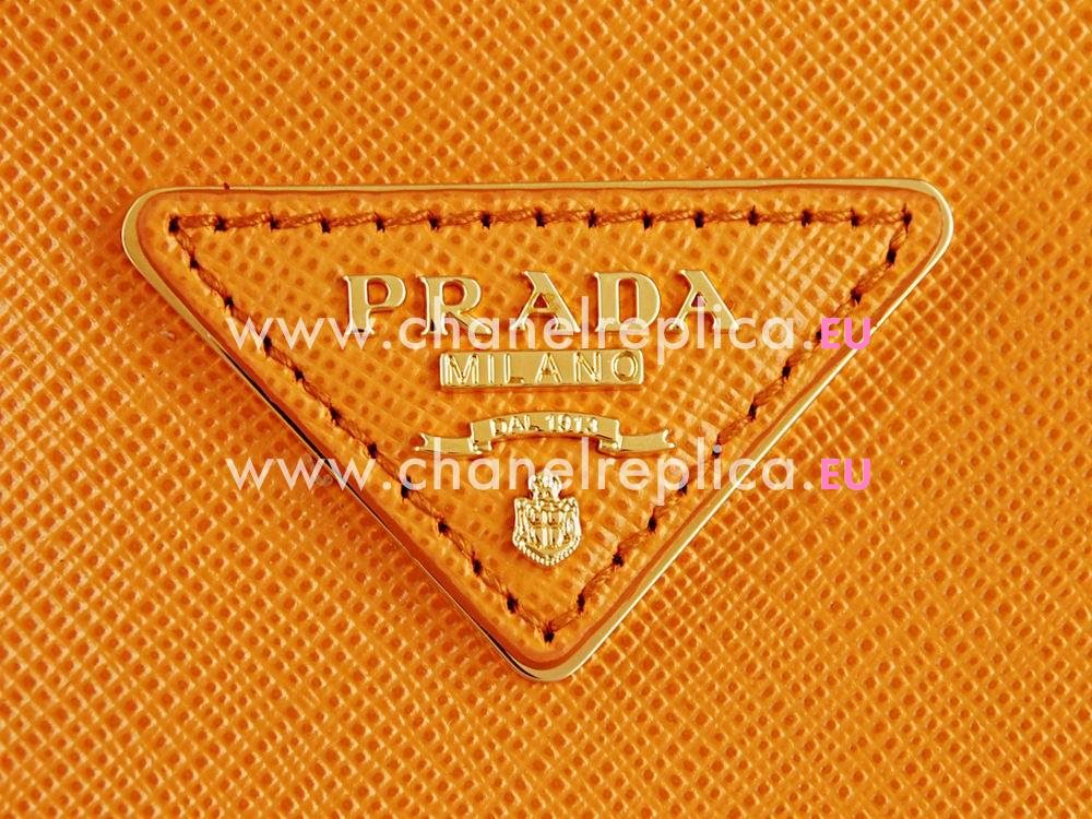 Prada Saffiano Lux Triangle Logo Small Size Handhand Orange P467948