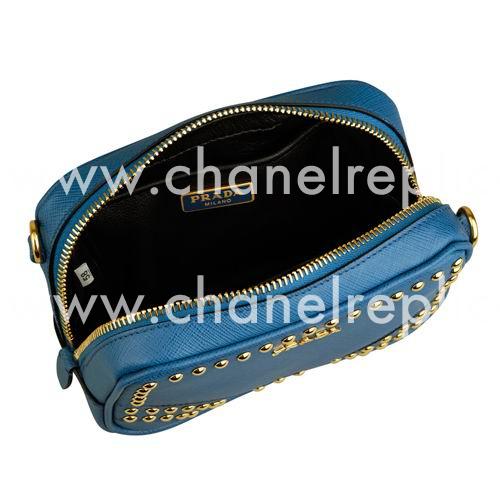 Prada Borchie Relievo Logo Calfskin Bag Blue PR5550645