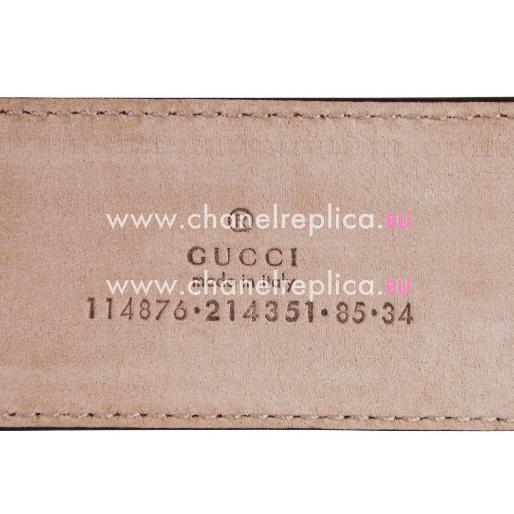 Gucci Classic Canvas-leather Silver Buckle Belt Beige Brown G548944