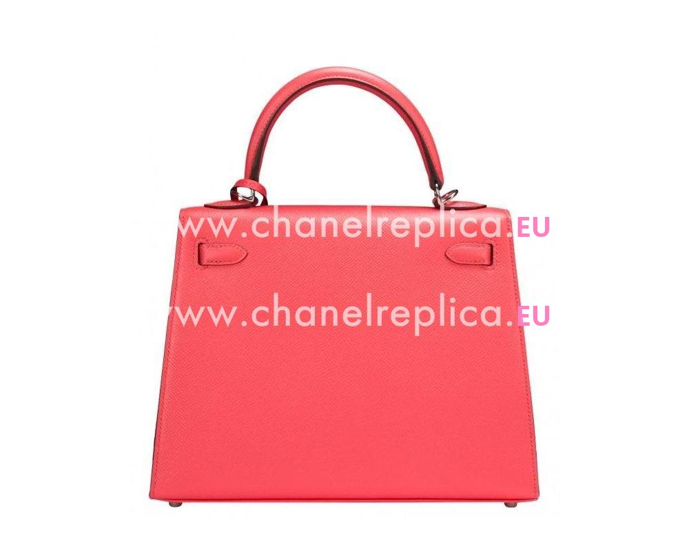 Hermes Kelly 25cm Rose Jaipur Epsom Leather Sellier Handbag Palladium Hardware HK1025RJE