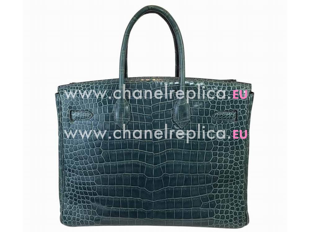 Hermes Birkin 35 Porosus Crocodile Blue Jean Palladium Hand Sew H1035CGS