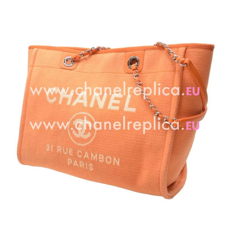 Chanel Canvas Deauville Chain Shoulder Tote Bag Orange A67001CLORN