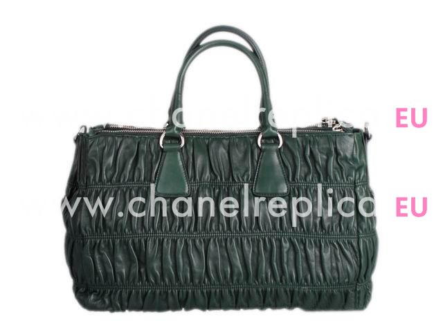 Prada Nappa Gaufre embossed Shopping Bag In Green P427174