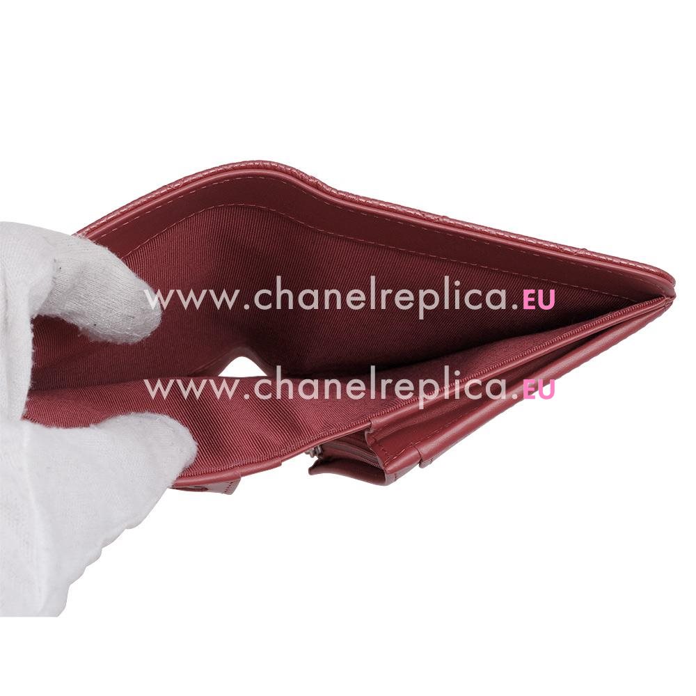 Chanel Caviar Silver CC Long Wallet In Red C56564