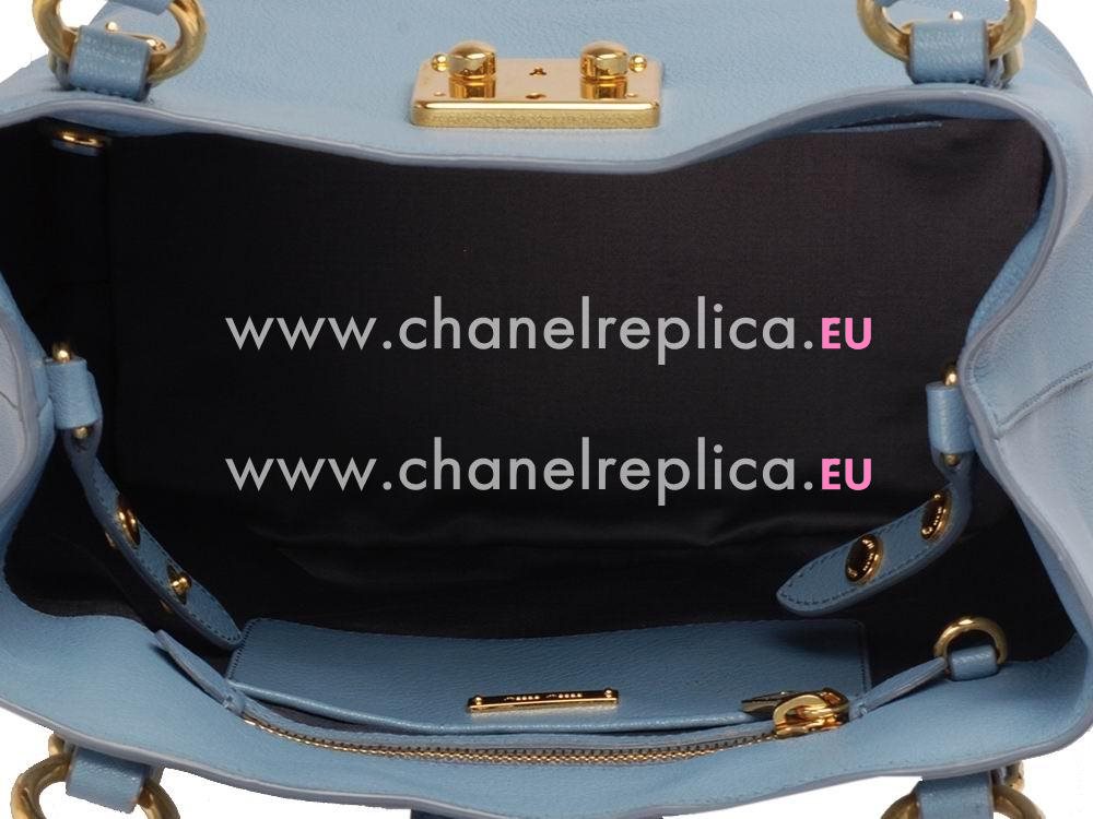 Miu Miu Madras Lambskin Handbag In Light Blue RNC887
