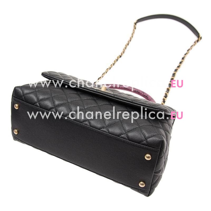 Chanel Black Cowhide Gold Hardware Coco Lizard Handle Bag A92991CBLKPLIZ