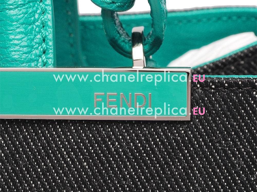 Fendi Petite 2Jours Cowhide Hand/shouldbag Black/Green F5687935