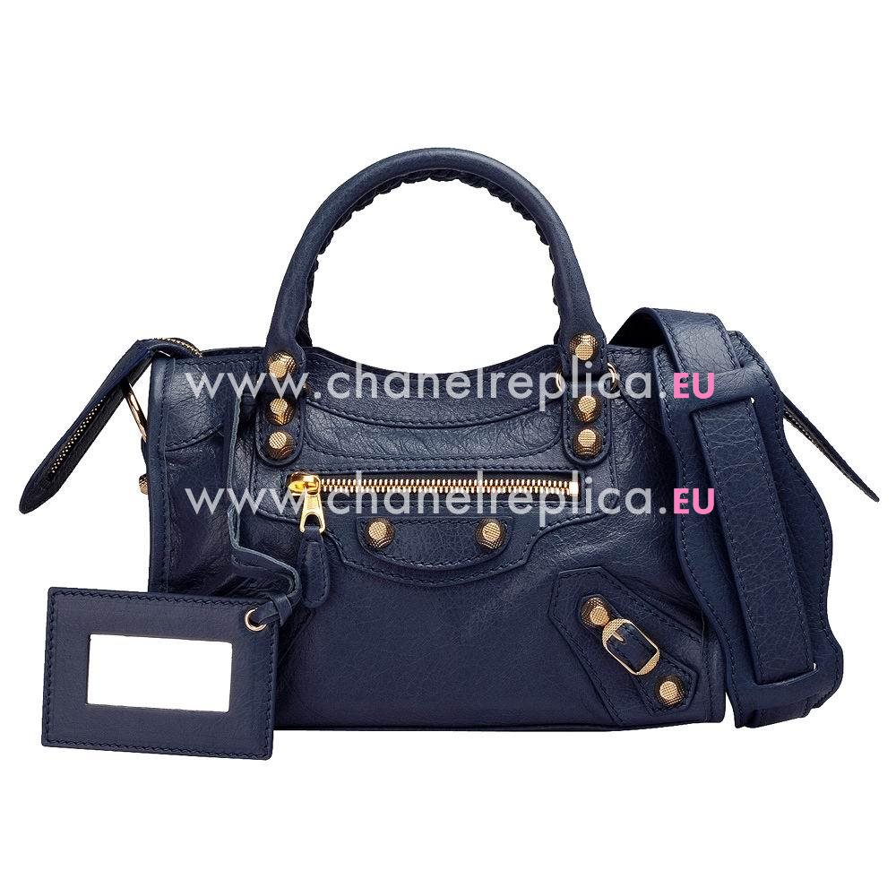 Balenciage City Lambskin Gold hardware Classic Mini Bag Deep Blue B2055046