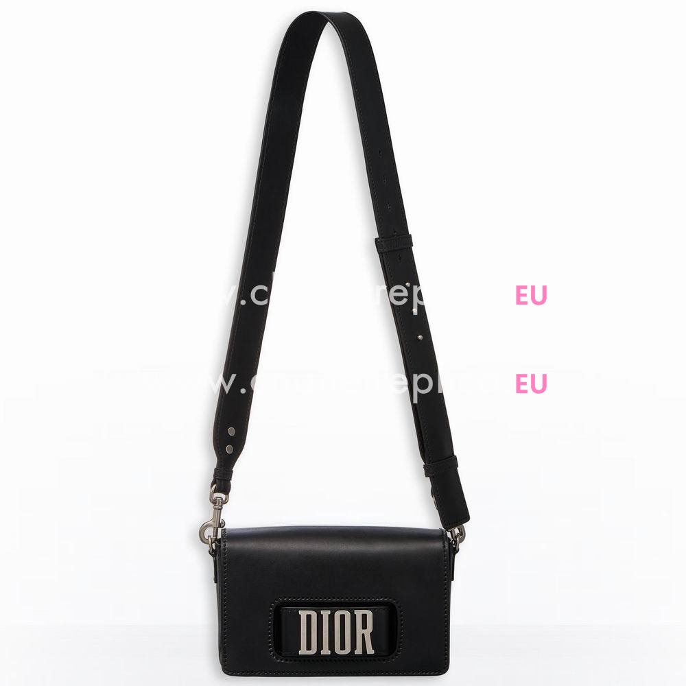 Dior FLAP BAG WITH SLOT HANDCLASP IN BLACK CALFSKIN M8000VVQV_M900