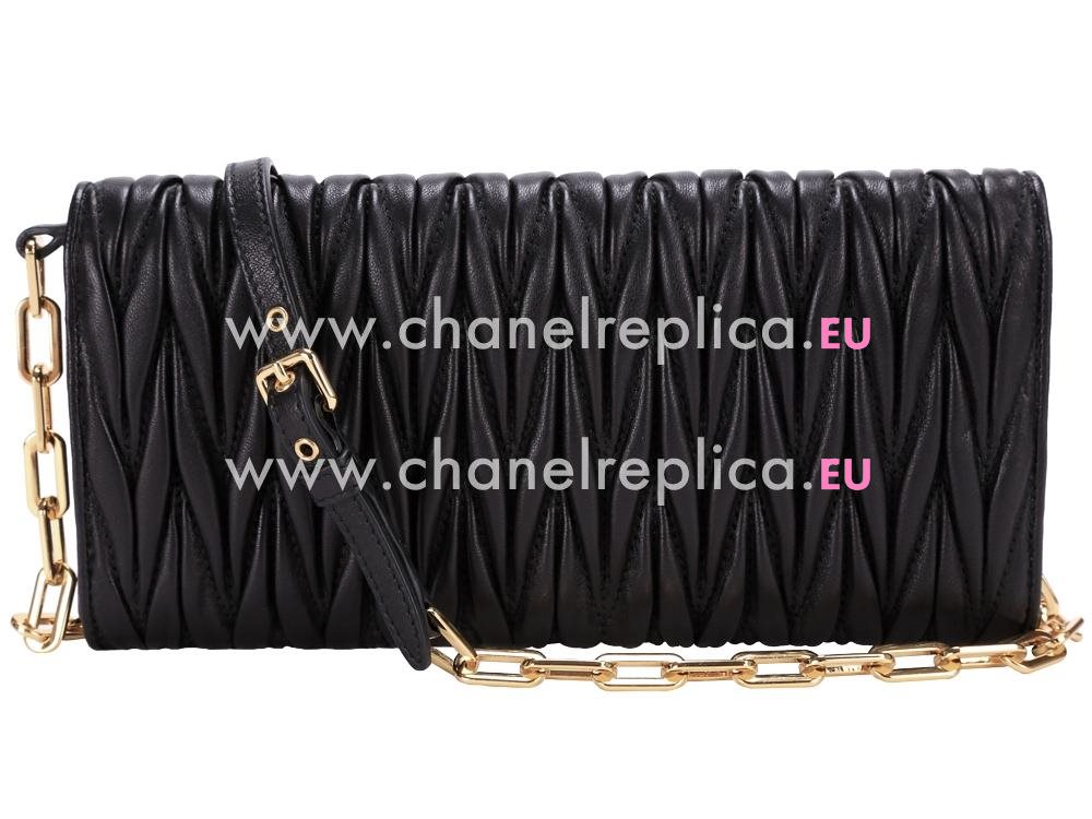 Miu Miu Matelassé Lux Nappa In Nero Clutch RP0345