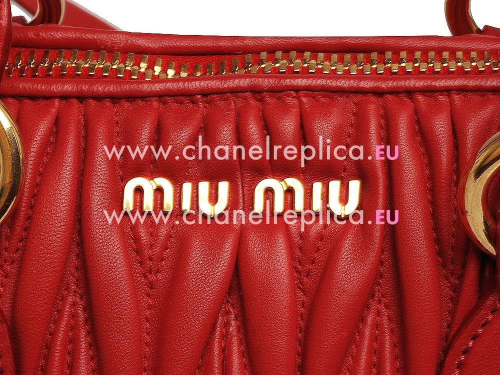 Miu Miu Matelasse Lux Nappa Leather Handbag Bright Red RL0092