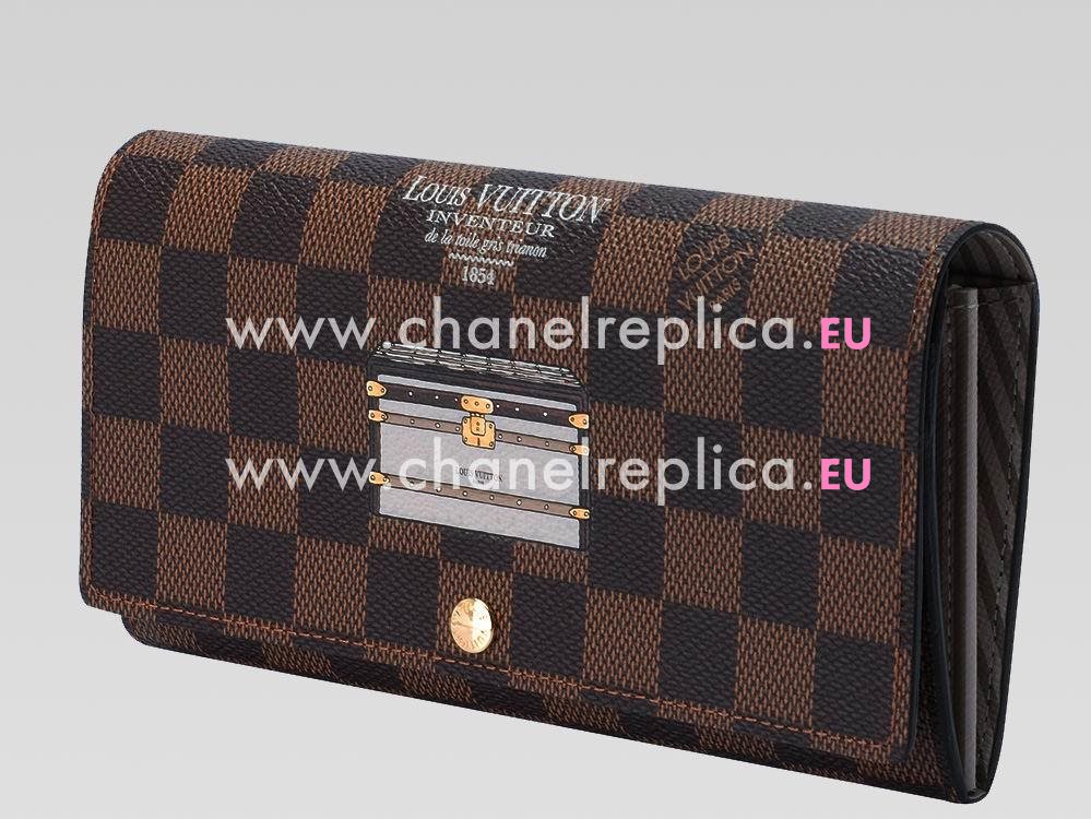 LV Damier Ebene Canvas Sarah Trunks&Locks Wallet N63179