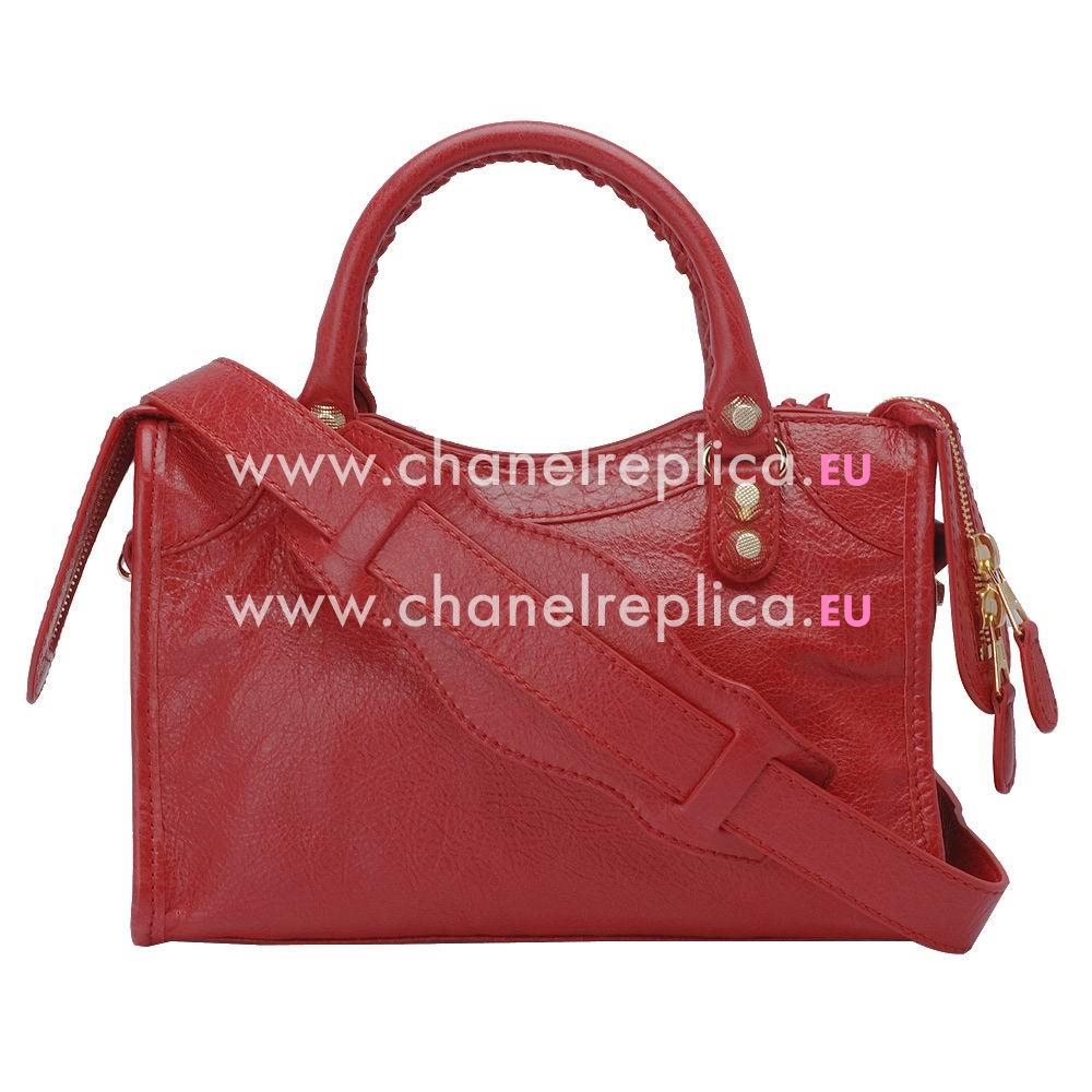 Balenciage City Lambskin Gold hardware Classic Mini Bag Poppy Red B4545115