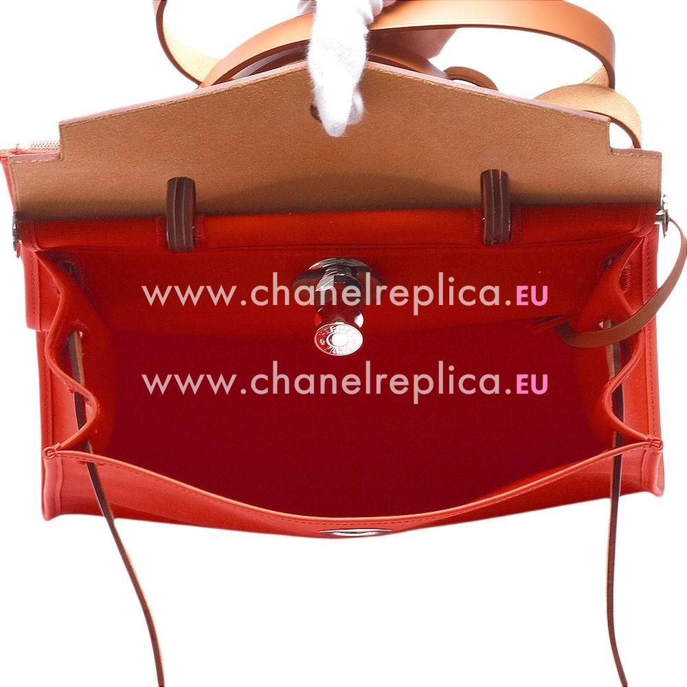 Hermes Herbag Zip Silvery Button Calfskin Hand/Shoulder bag Red H7050901