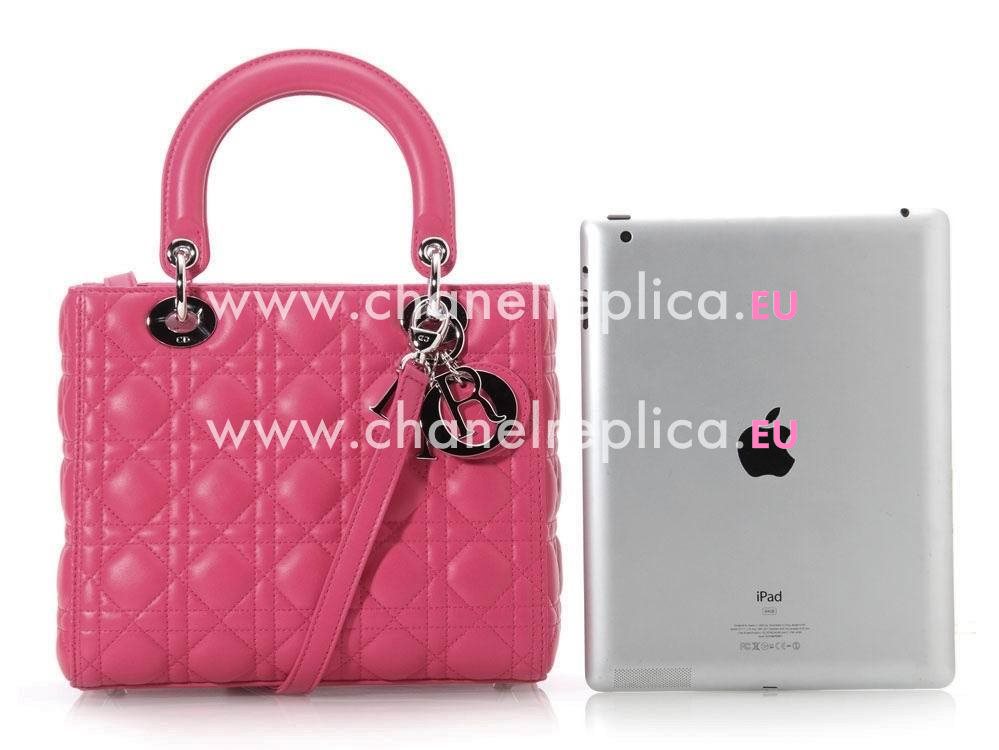 Dior Lady Dior Lambskin Bag Hot Pink D2889
