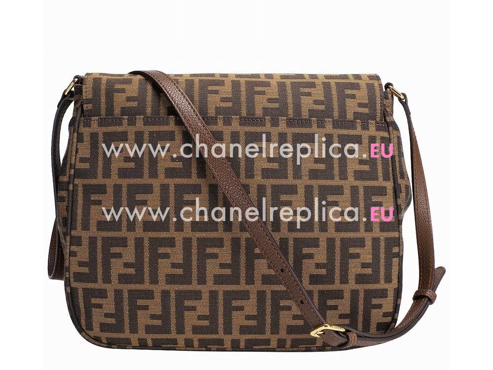 FENDI Classic Jacquard Weave Shoulder Bag In Coffee F516779