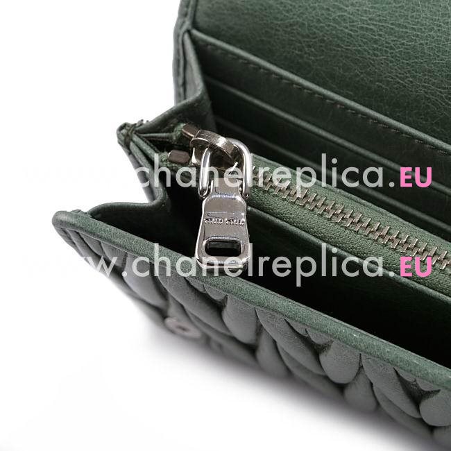 Miu Miu Matelassé Nappa Wallet In Turkey Green MM5199171