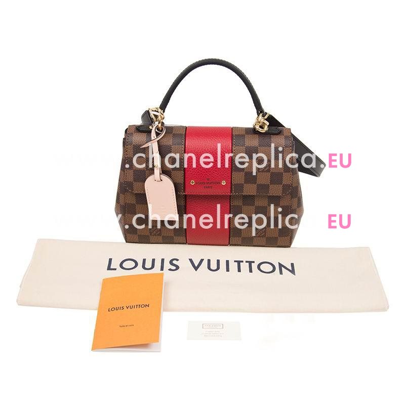 Louis Vuitton Damier Ebene Canvas And Cuir Taurillon Leather Bond Street BB Scarlet N40107