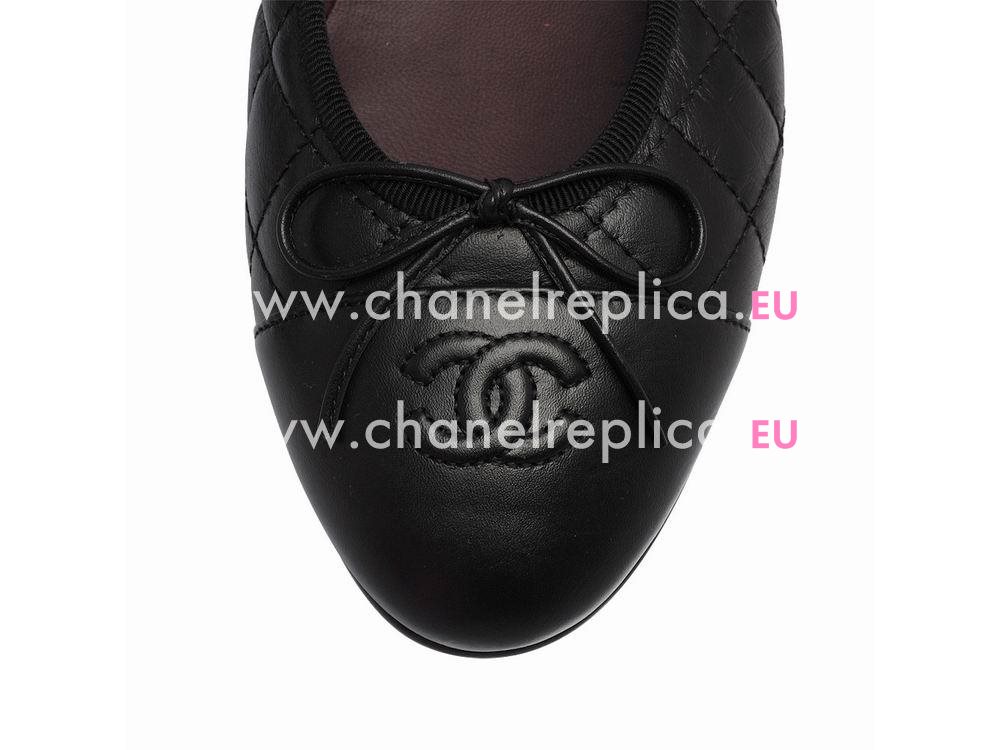 Chanel Double CC Lambskin Campon Bowknot Shoes Black G02819