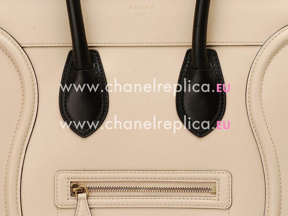 Celine Mini Square Luggage Smooth Calfskin Nano Bag Beige/Black CE50827