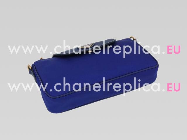 Prada Triangle Logo Plate Cluch Bag In Blue P373647