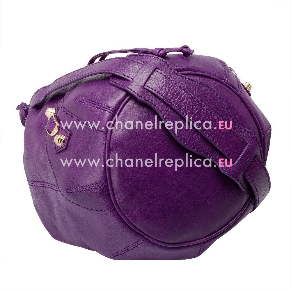 Balenciage Pompon Lambskin Gold hardware Classic Mini Bag Purple B4664150