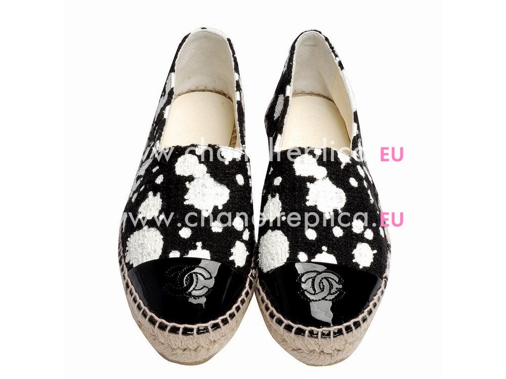 CHANEL CC Espadrilles Penelope Shoes Splash-ink Black/White G30898