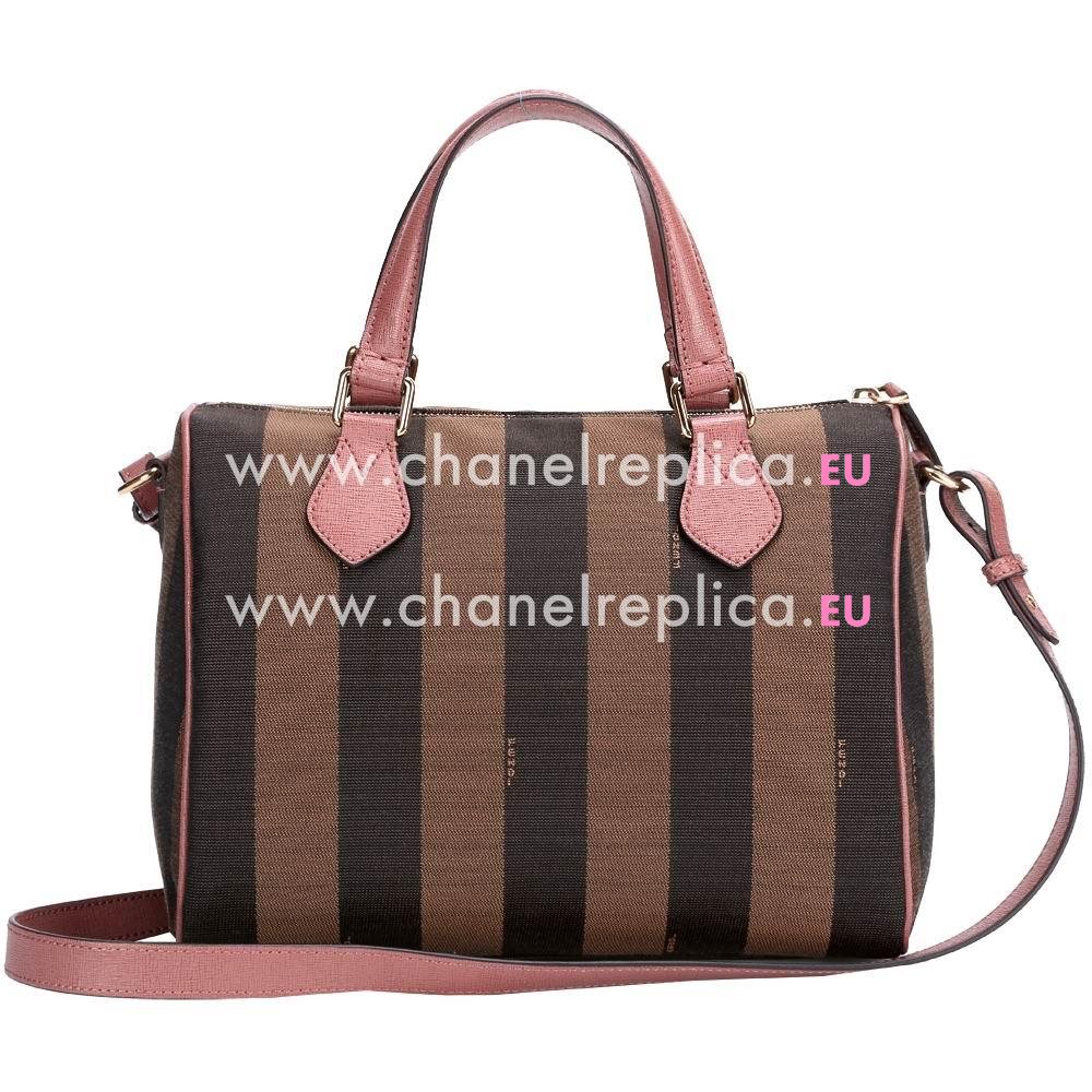 FENDI Zucca Canvas Boston Stripe Bag In Brown F5721509