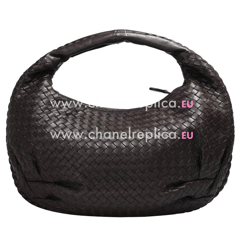 Bottega Veneta Classic Intrecciato Nappa Weave Falcate Shoulder Bag In Deep Coffee B5271790