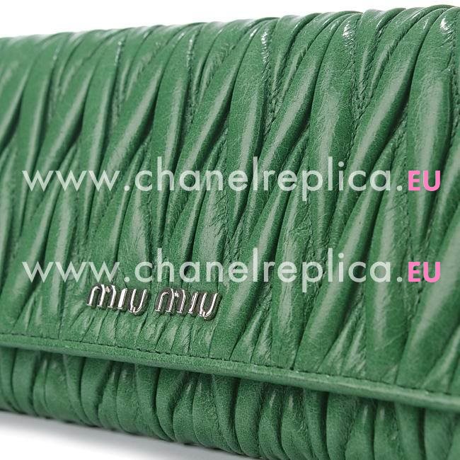 Miu Miu Matelassé Nappa Wallet In Green MM5199168