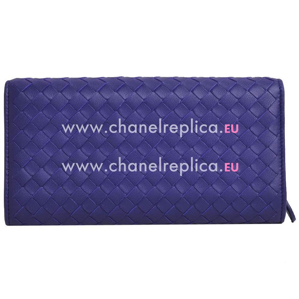 Bottega Veneta Classic Weave Nappa Wallet In Blue B6110707