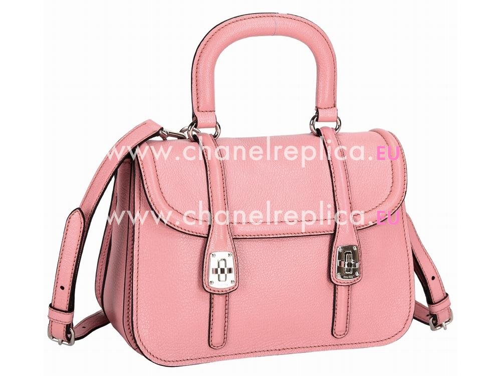 Miu Miu Madras Pink Textured Leather Handbag In Pink RN1068