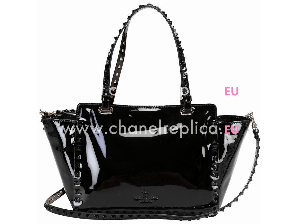 Valentino Rockstud Patent Small Handbag Black VA53533